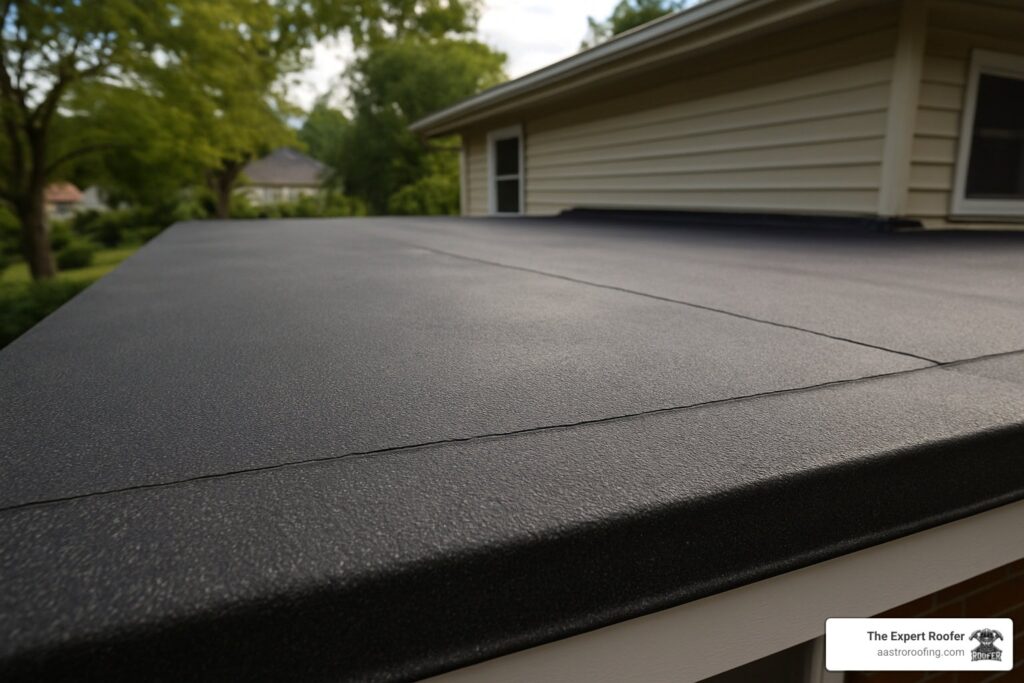 High-quality black roofing material installed on a residential home.