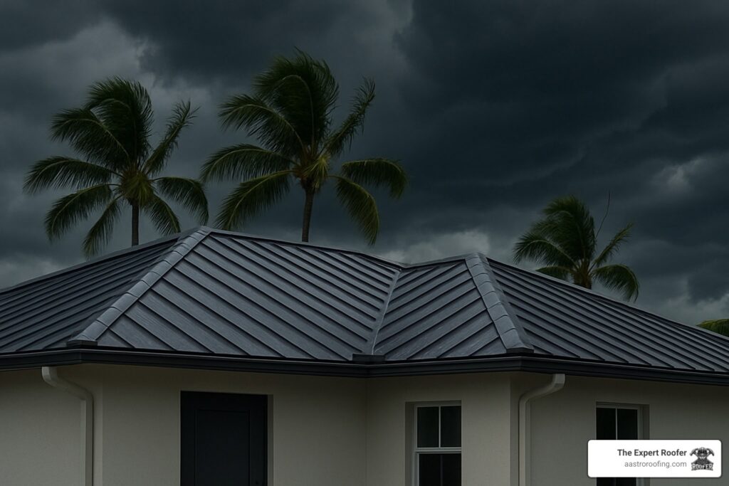 Storm-resistant roofing installation by Aastro Roofing in Deerfield Beach, FL, designed to protect homes from high winds, rain, and severe weather